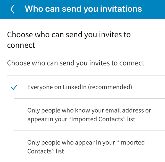 LinkedIn Here's How to Control Who Can Send You Invitations to Connect