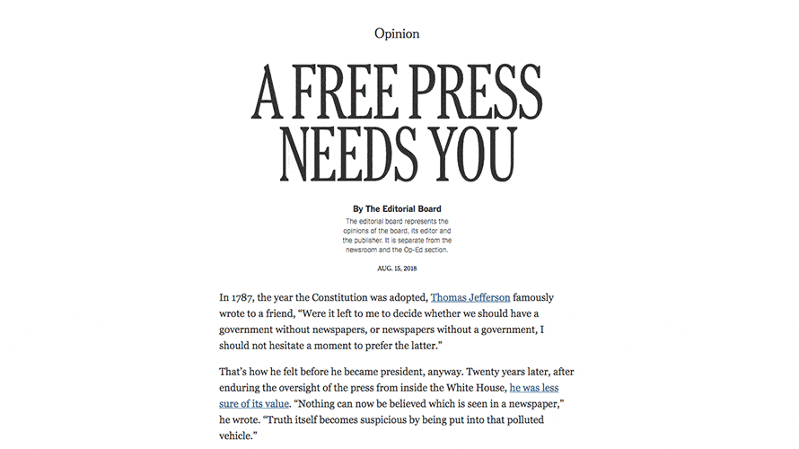 Why Thursday's Free Speech Editorials Represented a 'Moment' for the Media