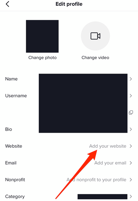 how to add website links to tiktok profile