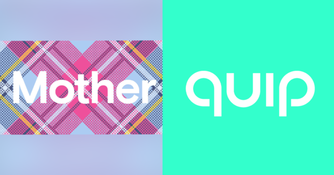 Mother and Quips logos displayed side by side