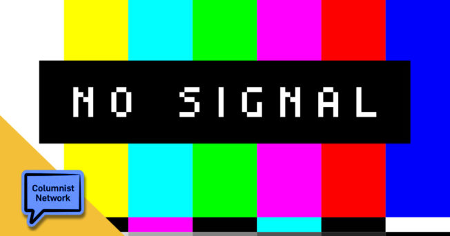 signal-loss-marketers-2022 A DLP rainbow effect screen with the words NO SIGNAL.
